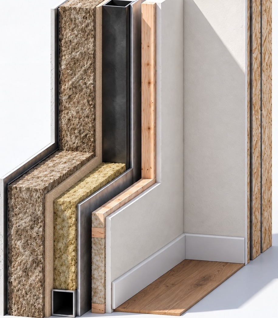 Querschnitt des We Modular Außenwandaufbaus